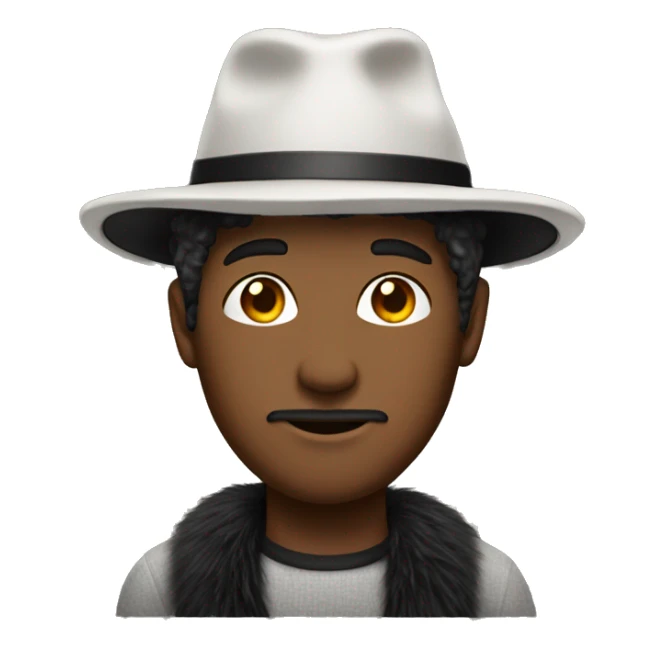 man with read shirt with a white bristle and black fur hat sticker