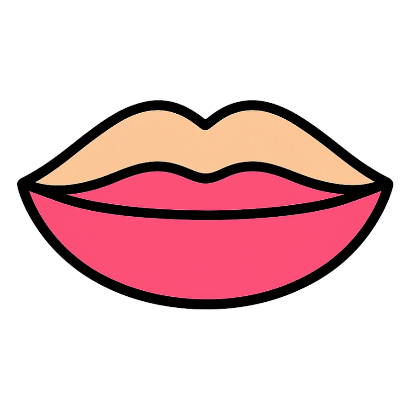 colored medical style icon of a closed mouth, light colors sticker