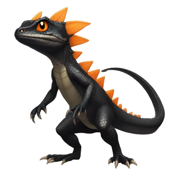 cool edgy black and orange Dark-type nargacuga lizard Pokémon full body sticker