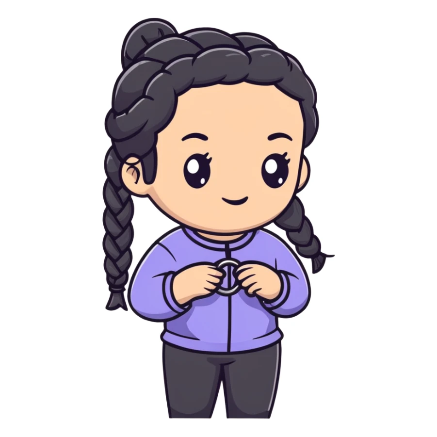 black braided hair with silver rings sticker