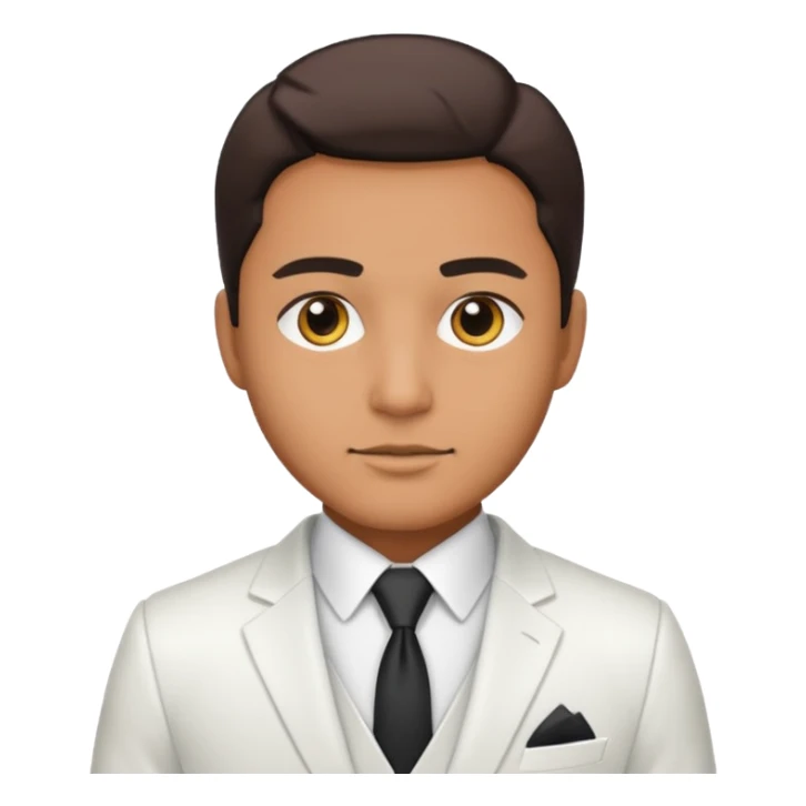 businessman, tan skin, black eyes, white suit sticker