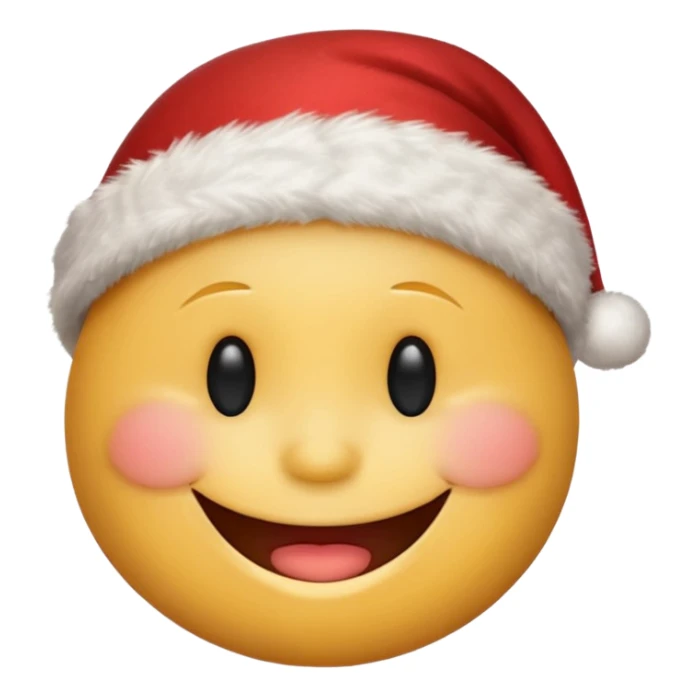 smiling smiley face with closed eyes in a red Christmas hat sticker