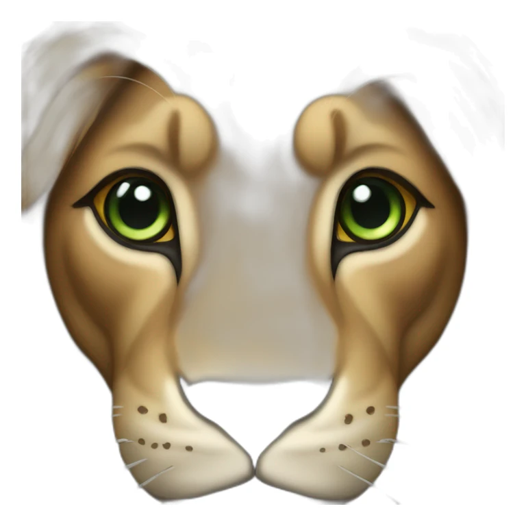 brown lion with a dark brown mane and green eyes sticker
