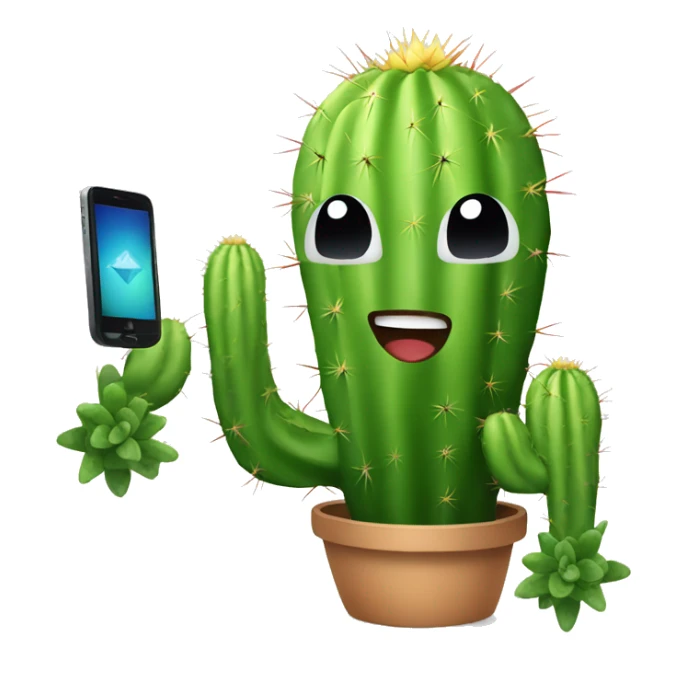 cactus holding phone thats conected to internet  sticker