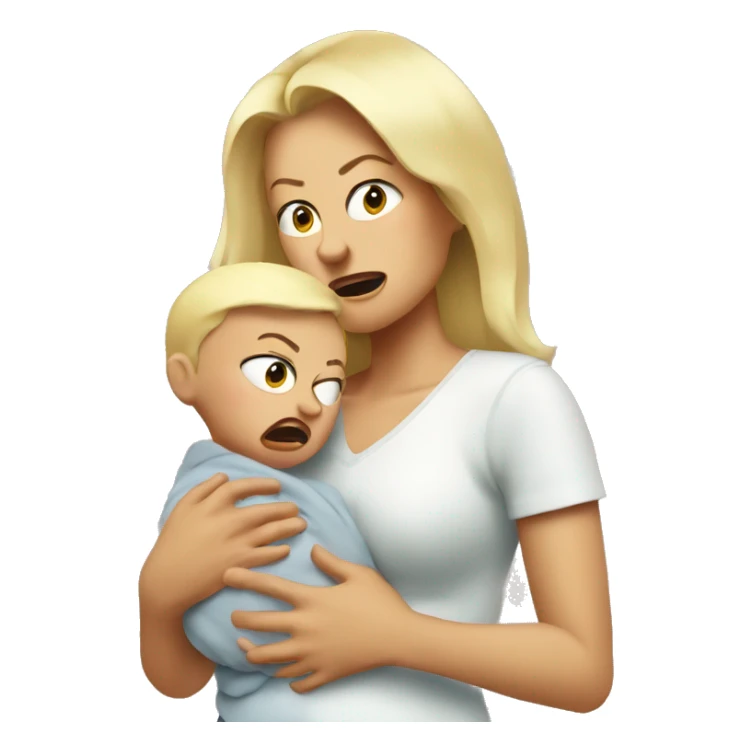 blonde Mama with angry baby sticker