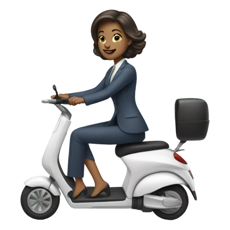 a women in office look on electric scooter rob sticker
