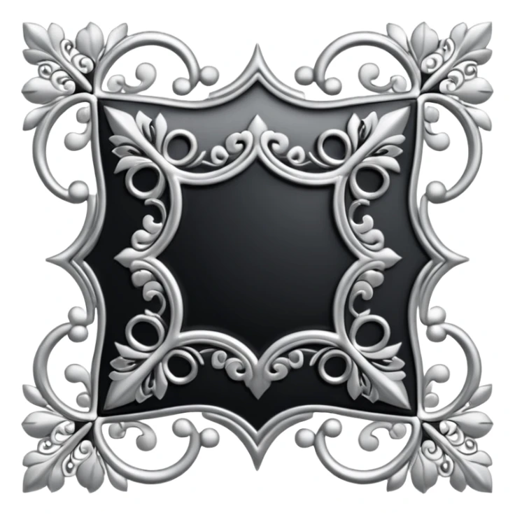 Black and silver filigree page corner, 3D, extremely detailed design sticker