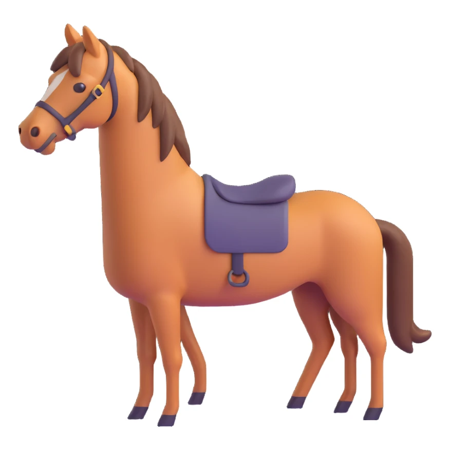 horse standing, isometric, emoji style, facing right sticker