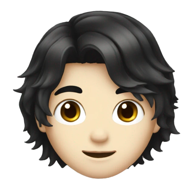 long black hair cute boy white skin sticker