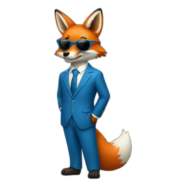 A fox in a blue four piece suit in sunglasses sticker