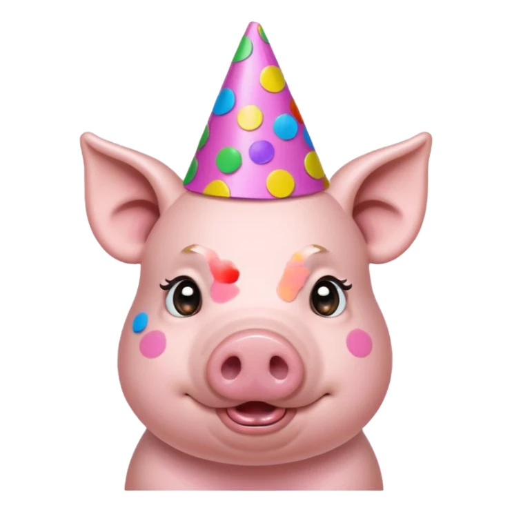 Party Pig – small pig with cone party hat and confetti sticker