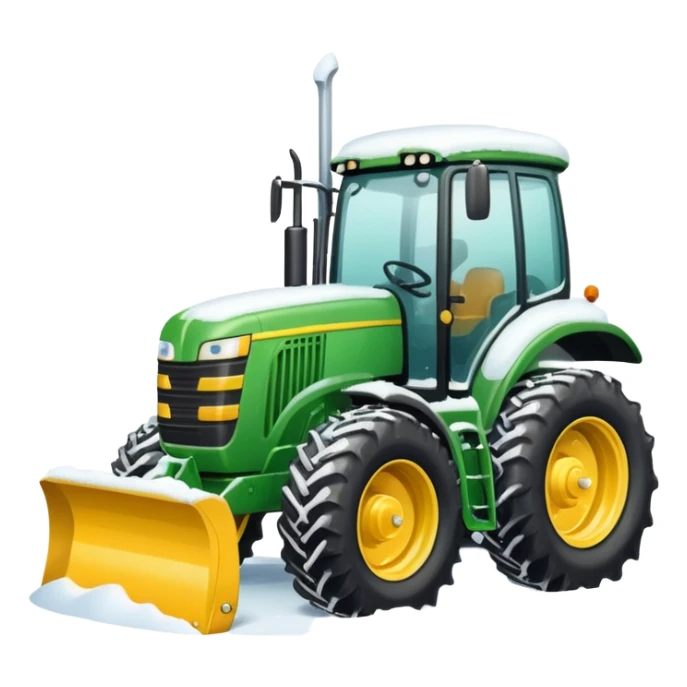 Big Green tractor with yellow blade pushing snow sticker