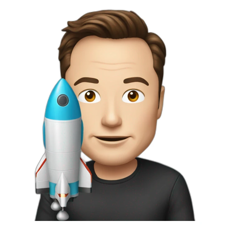 elon musk playing with rocket toy sticker