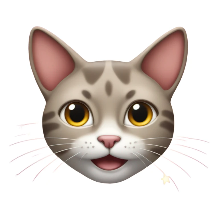 The cat emoji "😺" merged with "🤩" the star eyes sticker