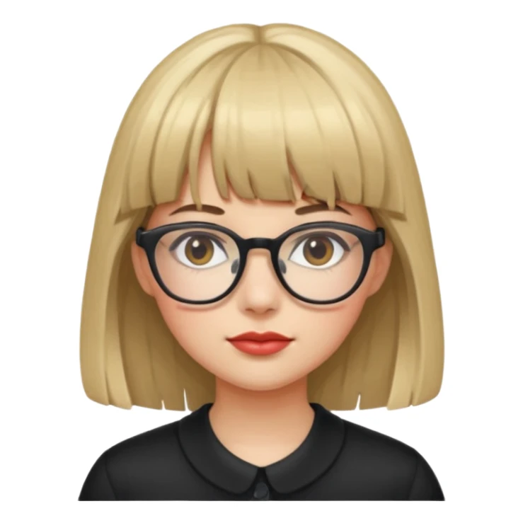 girl with bangs with glasses and accessorised sticker
