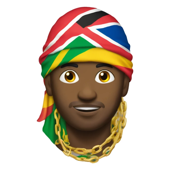  emoji with a durag with all the caribbean flags on it wearing gold chain sticker