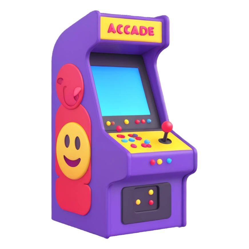 arcade machine, 3D emoji style, soft shading, lively and expressive, suitable for app icon sticker