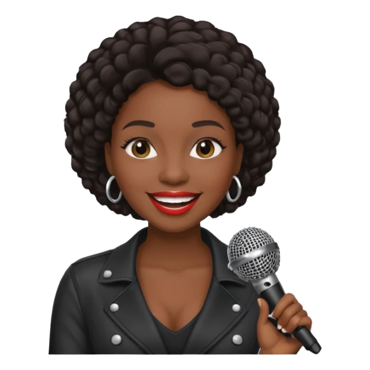 black skin woman, singer, hold micro sticker