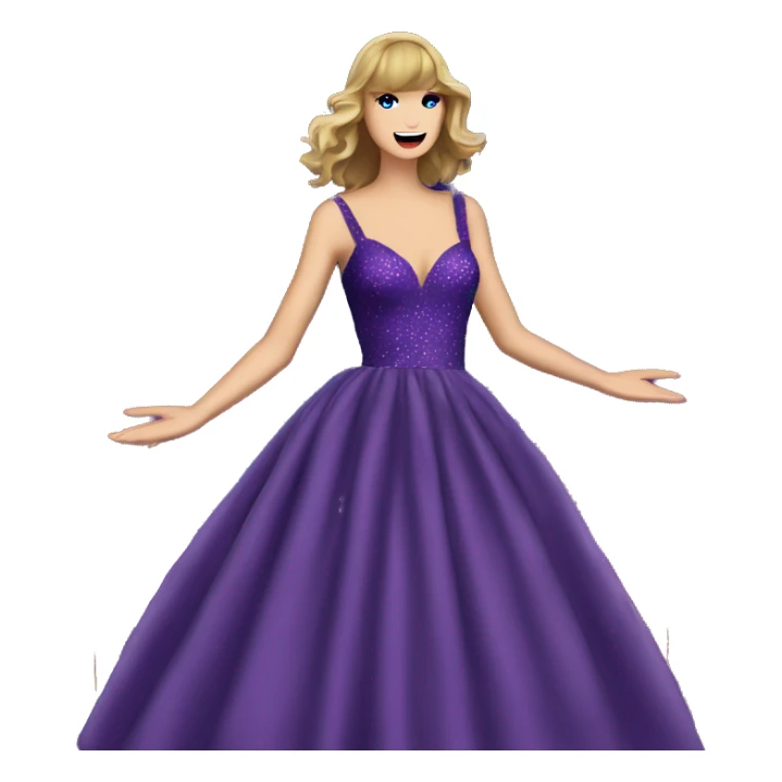 taylor swift speak now long puffy purple dress  with background fireworks  sticker