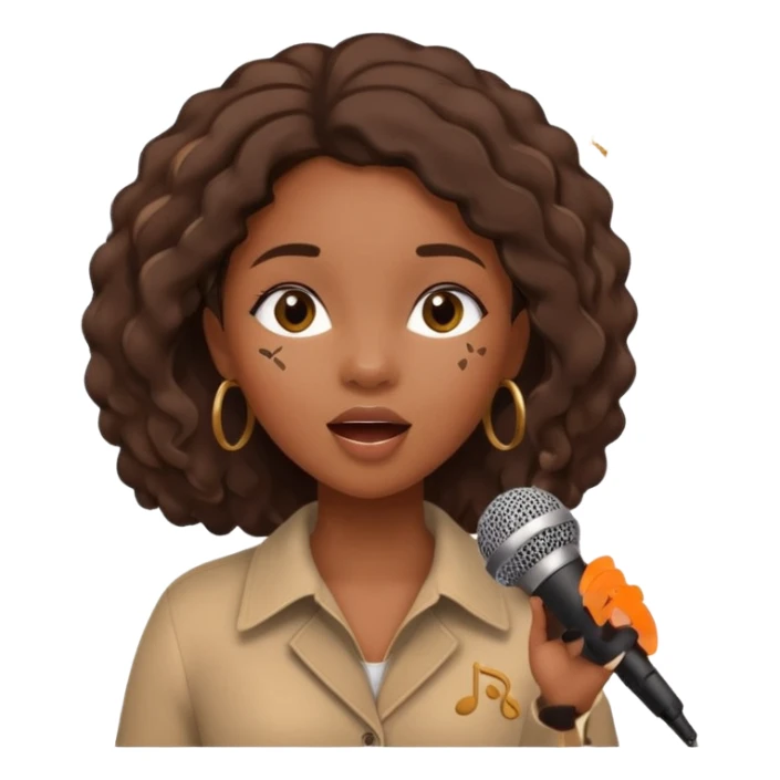 African American girl singing with microphone in her hand Abe music notes everywhere floating around sticker