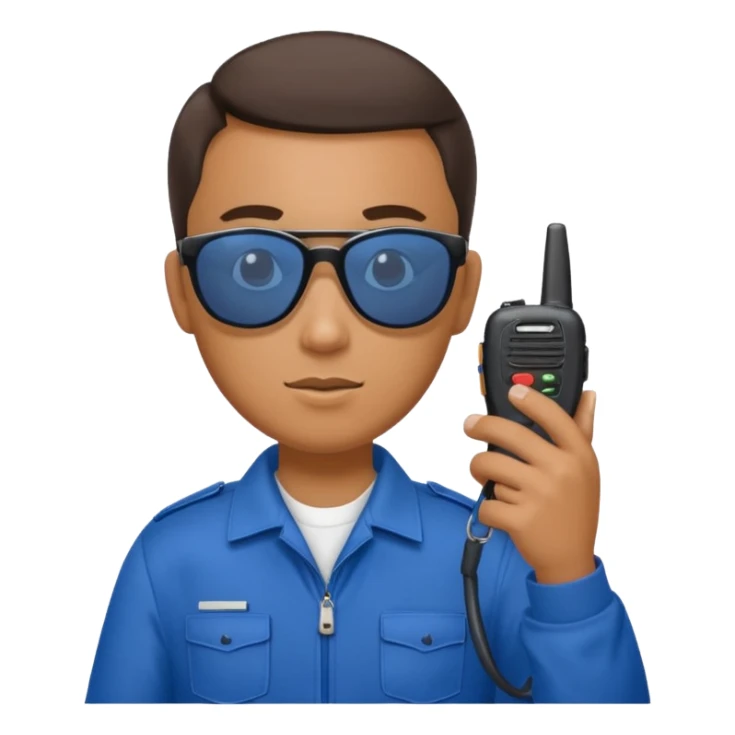 school security, blue cloth, sun glasses, holding walkie-talkie sticker