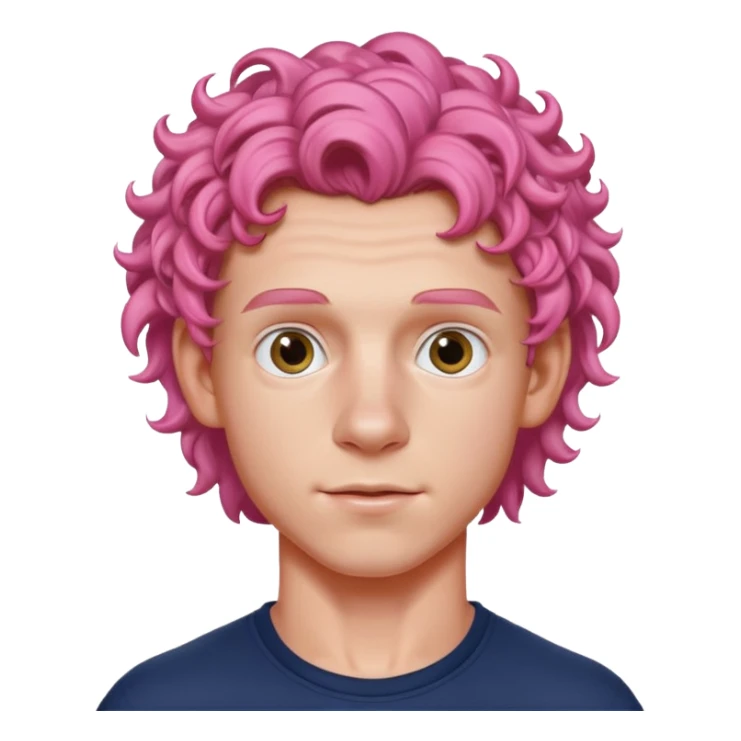 tom holland with pink curly hair sticker