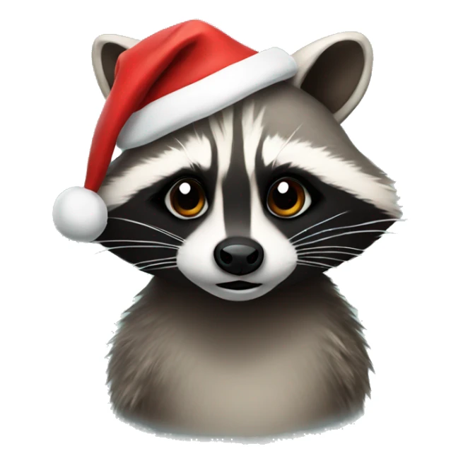 Raccoon wearing Christmas hat  sticker