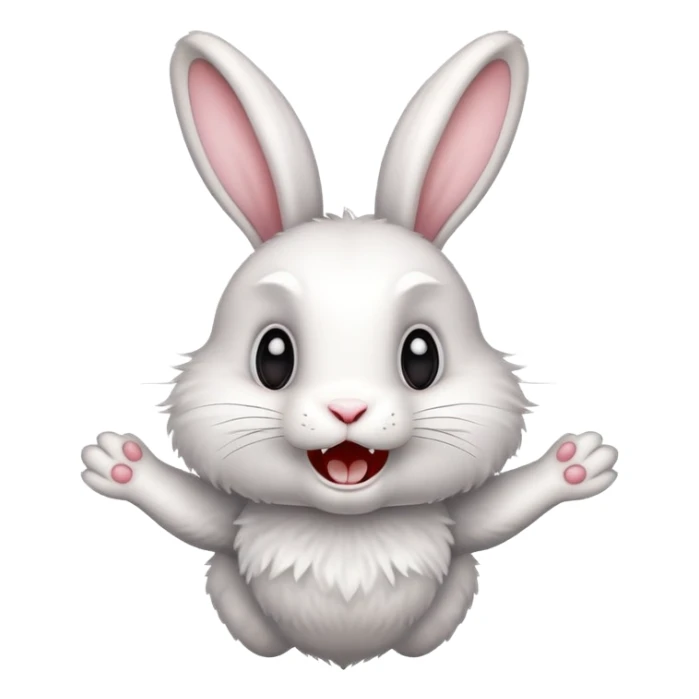 rabbit with buckteeth and crossed eyes jumping excitedly sticker