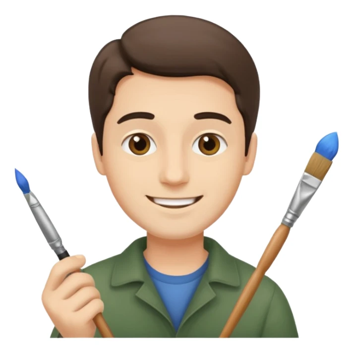 happy man painting a picture sticker