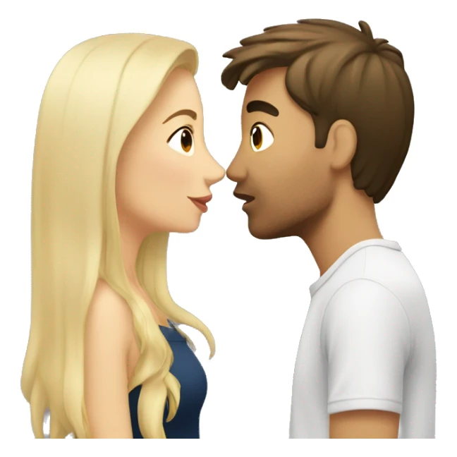 blonde girl kisses brunette guy.  sticker