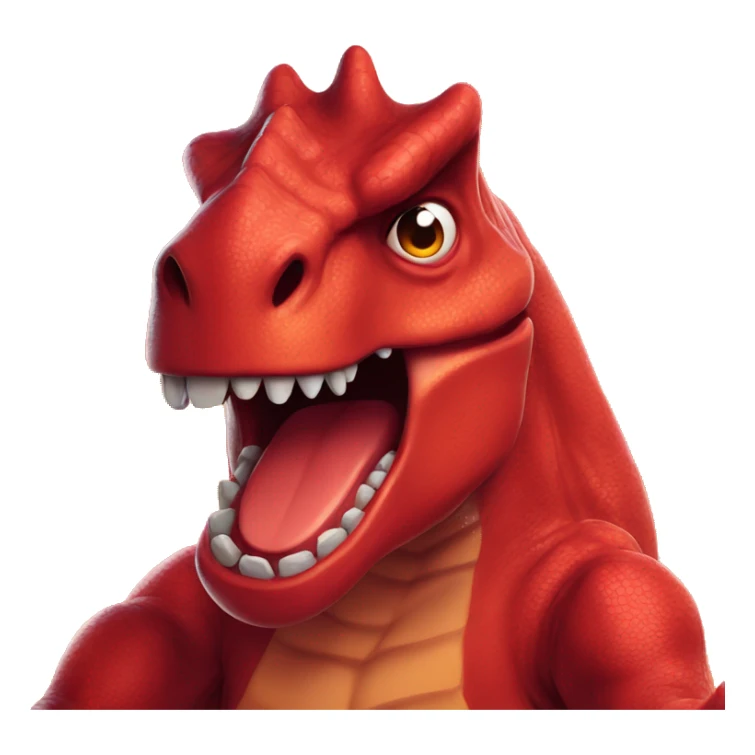 red dinosaur is angry in the eyes of fire sticker