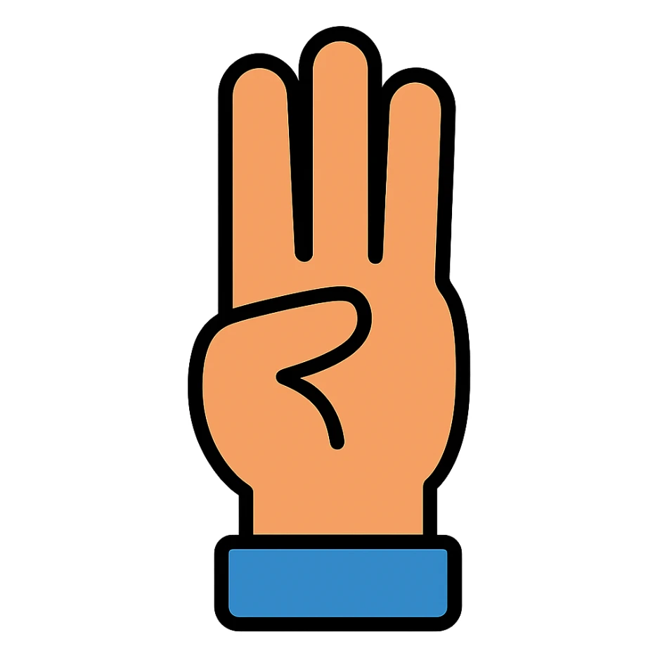 hand with pinky finger down, other fingers up sticker