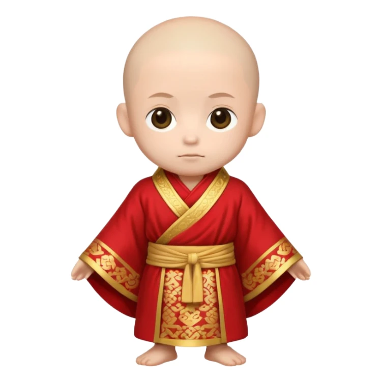 A small chibi-style monk character with red ceremonial robe with layered fabric and decorative gold-like patterns

 sticker