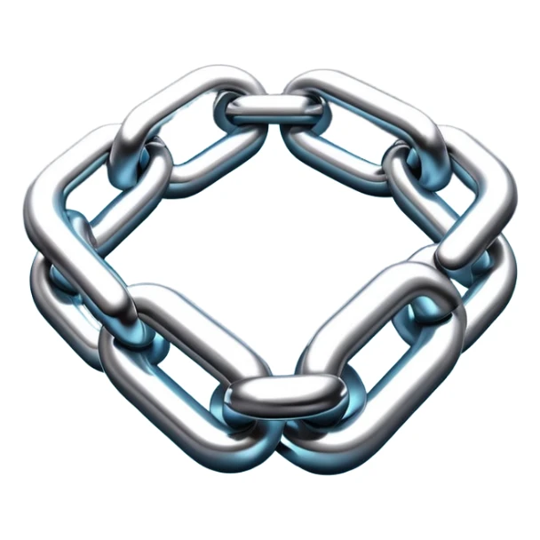 Apple iOS emoji style glowing chain link, glossy 3D, soft lighting, clean gradient background, ultra realistic sticker
