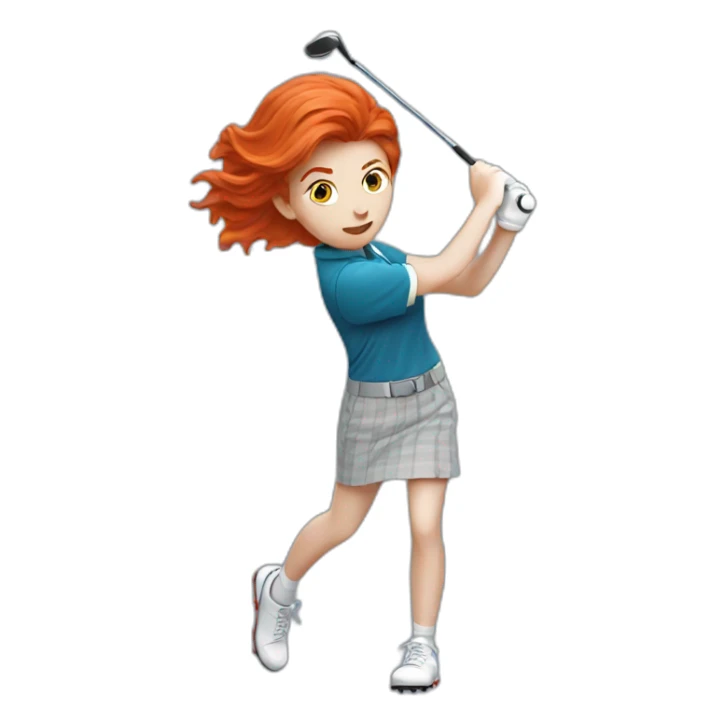 Red hair teenager hitting a golf ball sticker