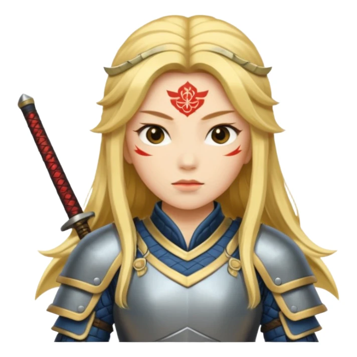 Lady samurai with long golden hair and white skin sticker