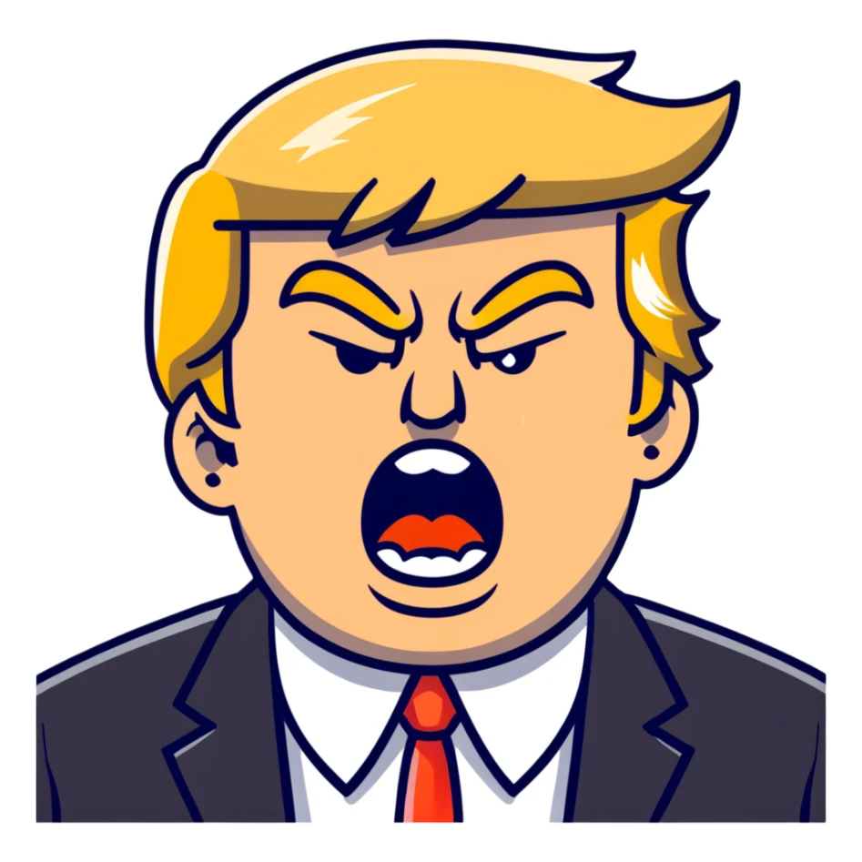 Donald Trump angry, yelling sticker
