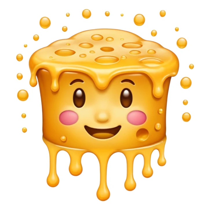 face emoji with melted cheese pouring over sticker