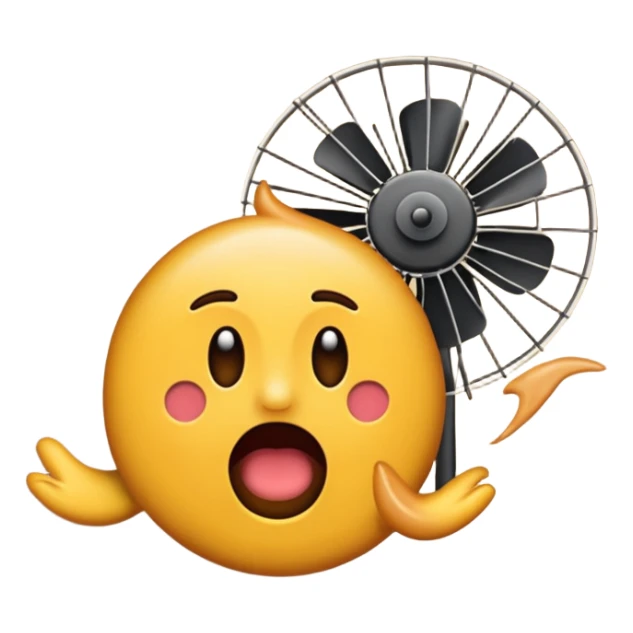 Create a shit emoji being thrown from a fan, like "shit in the fan" expression sticker