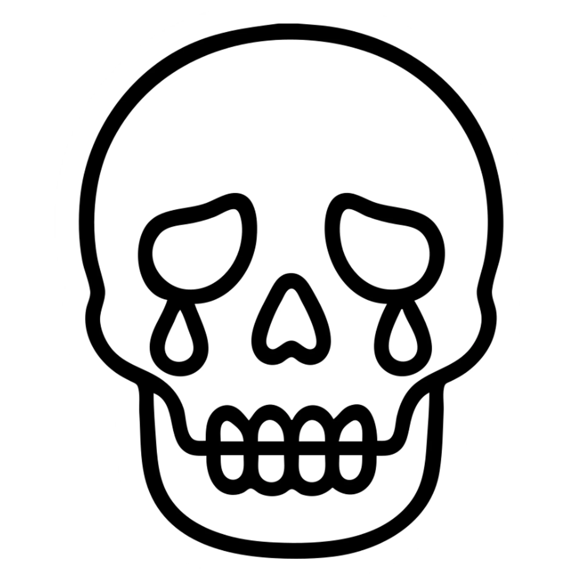 A skull with tears streaming down from its eye sockets, crying skull, sad expression sticker