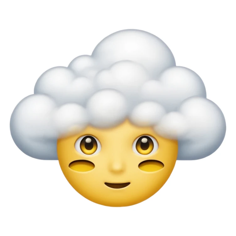 Face in clouds yellow circle and black eyes and remove a mouth and move in a cloud sticker