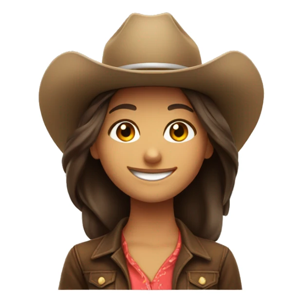 Brunette smiling girl in cowboy hat sticker
