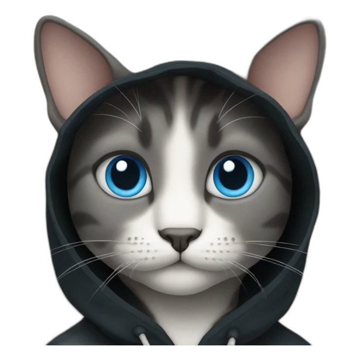 Cat in  black hoodie blue eyes sticker