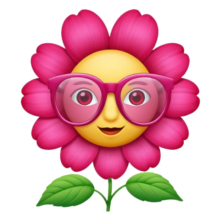 a pink flower wearing red glassess sticker
