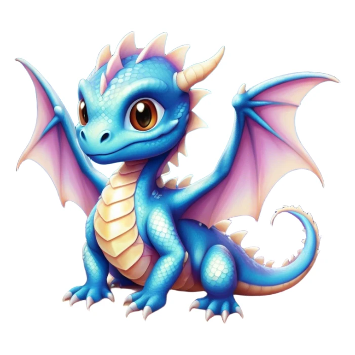 Airbrush painted image of a dragon hatchling under a deep galactic sky with pearlescent scales and wings spread against the stars sticker