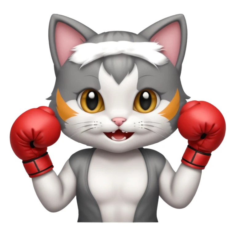 Grinning Gray baby girl kitten boxing  sticker