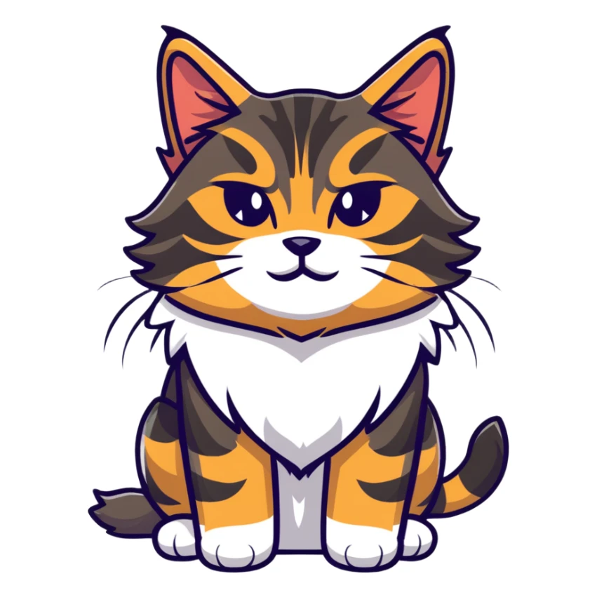 powerful maine coon cat with impressive mane and cute but fierce expression sticker