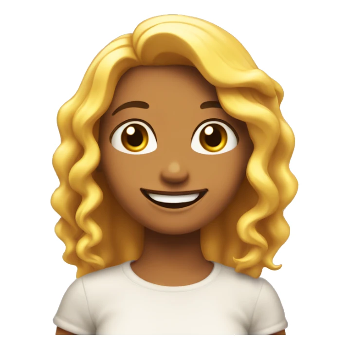 chica con cabello ondulado largo sonriendo tiernamente sticker