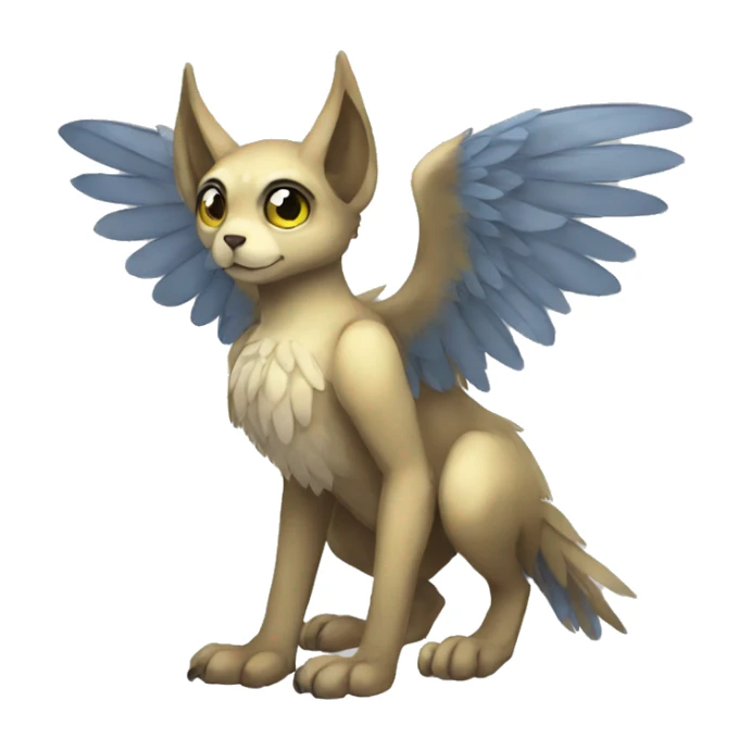 Anthro shy winged animal hybrid full body sticker