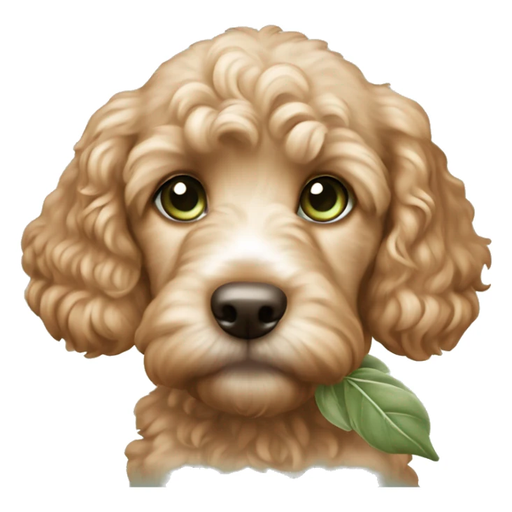 apricot cockapoo puppy with sage green eyes sticker